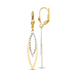 Diamond-Cut Open Marquise Double Dangle Drop Earrings in Semi-Solid 14K Two-Tone Gold