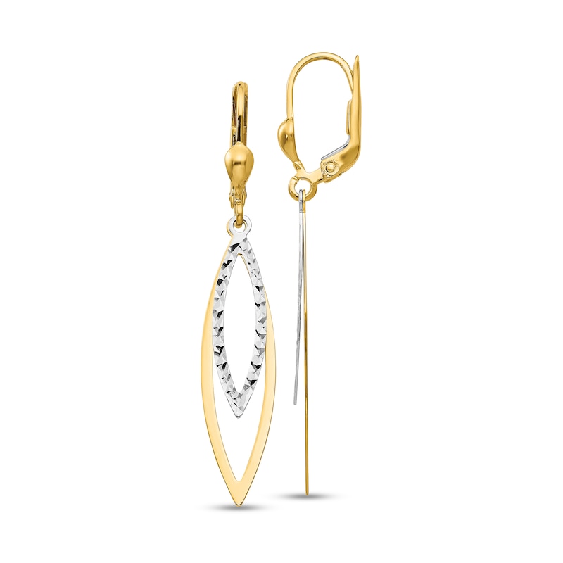 Main Image 1 of Diamond-Cut Open Marquise Double Dangle Drop Earrings in Semi-Solid 14K Two-Tone Gold