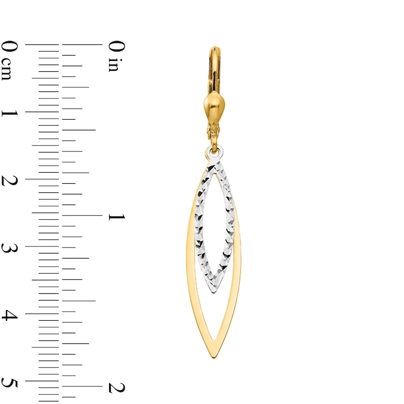 Main Image 2 of Diamond-Cut Open Marquise Double Dangle Drop Earrings in Semi-Solid 14K Two-Tone Gold