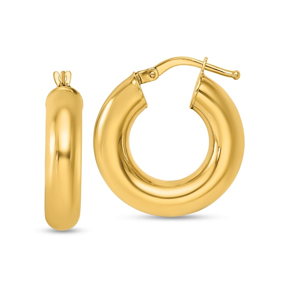 20.9mm Tube Hoop Earrings in Hollow 14K Gold