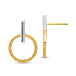 Doorknocker Drop Earrings in Solid 14K Two-Tone Gold