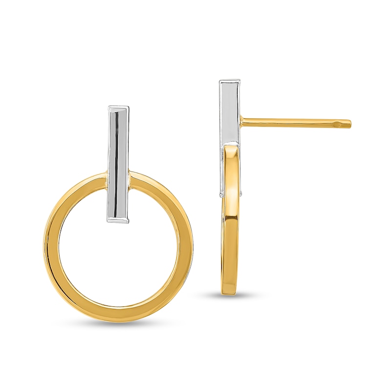 Main Image 1 of Doorknocker Drop Earrings in Solid 14K Two-Tone Gold