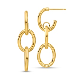 Double Chain Link Drop Earrings in Hollow 14K Gold