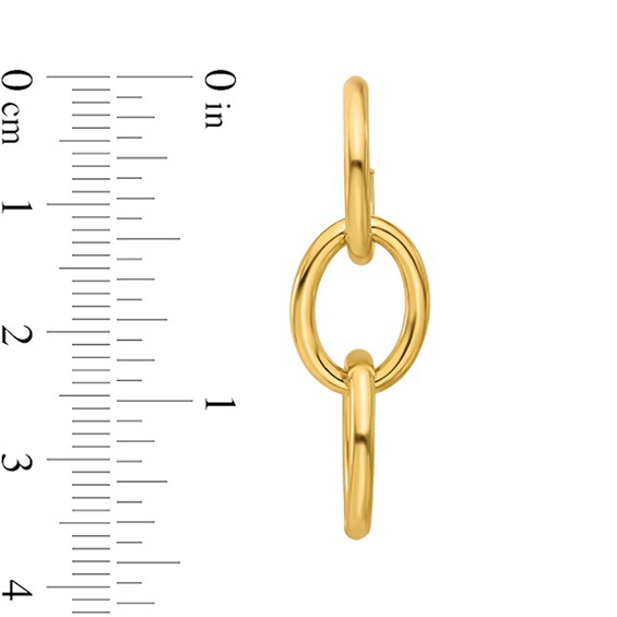 Double Chain Link Drop Earrings in Hollow 14K Gold