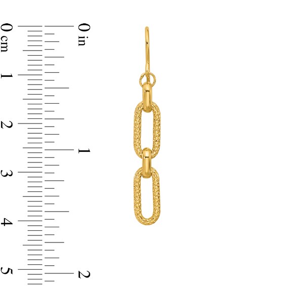 Diamond-Cut Oval Chain Link Drop Earrings in Hollow 14K Gold