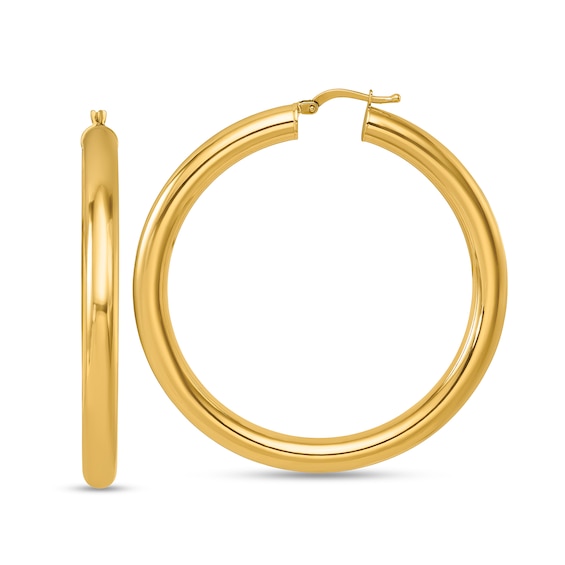 53.0mm Tube Hoop Earrings in Hollow 14K Gold