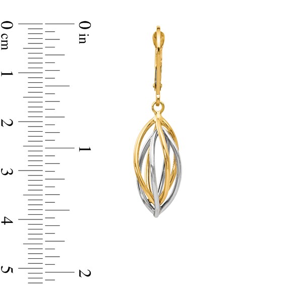 Intertwined Teardrop Dangle Earrings in Hollow 14K Two-Tone Gold