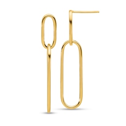 Paper Clip Drop Earrings in Hollow 14K Gold