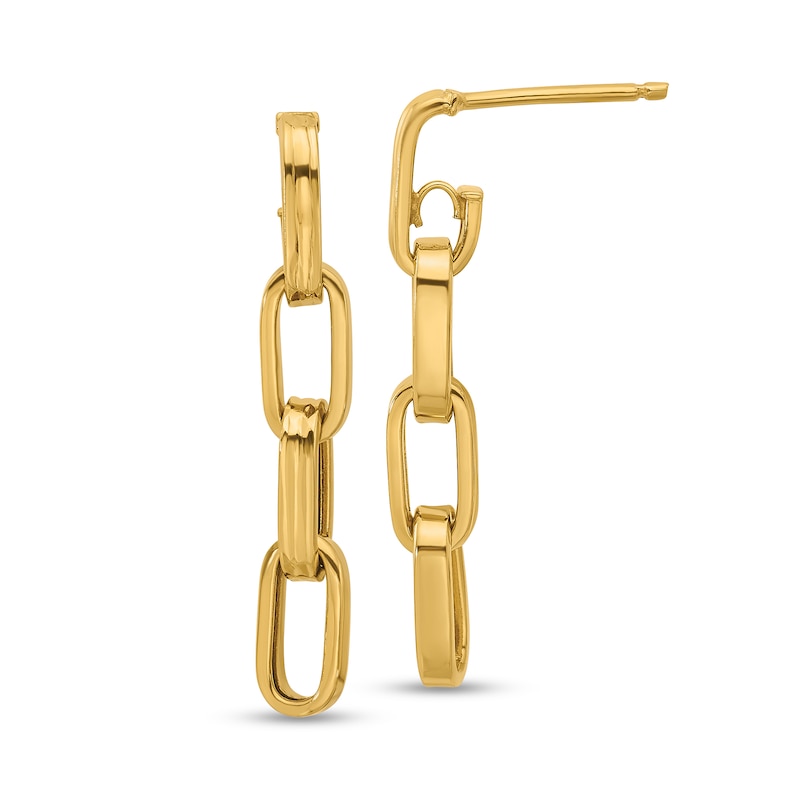 Main Image 1 of Triple Chain Link Drop Earrings in Hollow 14K Gold