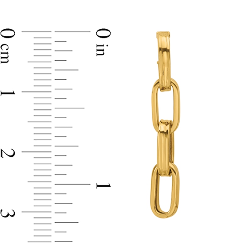 Main Image 2 of Triple Chain Link Drop Earrings in Hollow 14K Gold