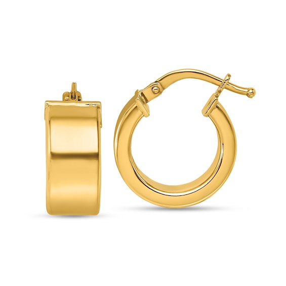 15.6mm Square Tube Hoop Earrings in Hollow 14K Gold