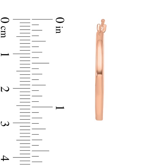 26.5mm Square Tube Oval Hoop Earrings in Solid 14K Rose Gold
