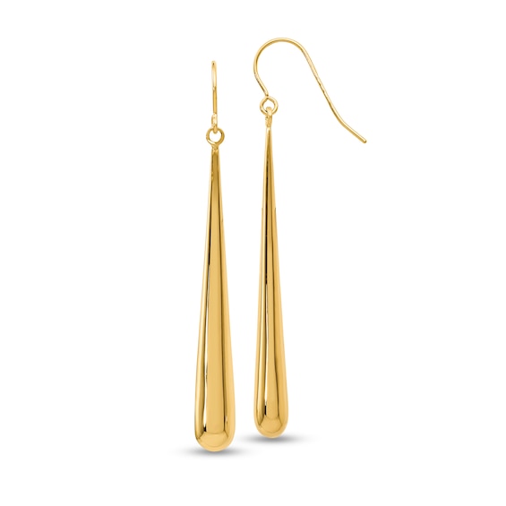 Polished Elongated Teardrop Earrings in Hollow 14K Gold