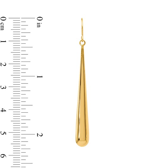 Polished Elongated Teardrop Earrings in Hollow 14K Gold
