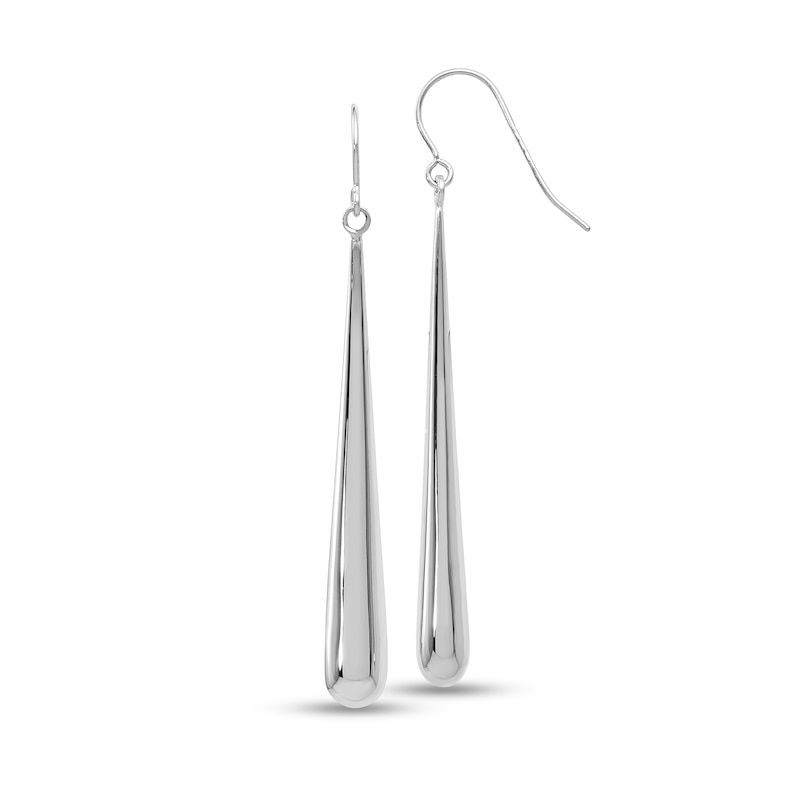 Main Image 1 of Polished Elongated Teardrop Earrings in Hollow 14K White Gold