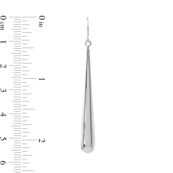 Polished Elongated Teardrop Earrings in Hollow 14K White Gold