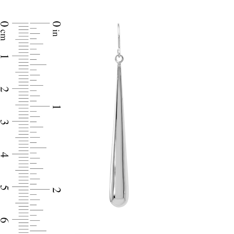 Main Image 2 of Polished Elongated Teardrop Earrings in Hollow 14K White Gold