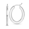 Thumbnail Image 1 of 26.5mm Square Tube Oval Hoop Earrings in Solid 14K White Gold