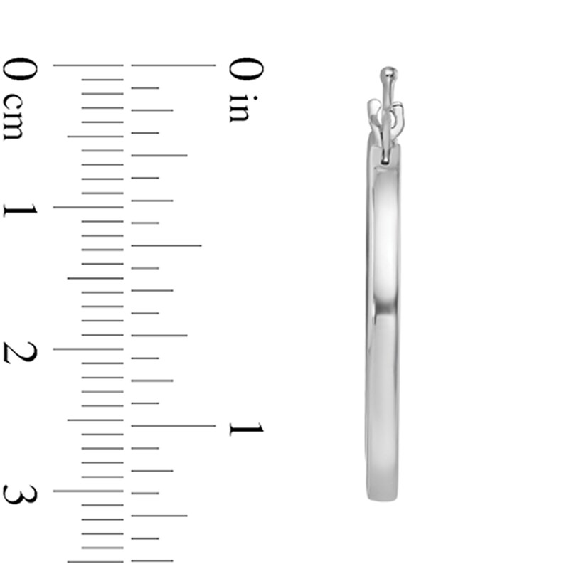 Main Image 2 of 26.5mm Square Tube Oval Hoop Earrings in Solid 14K White Gold