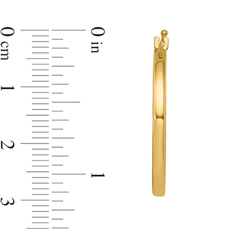 Main Image 2 of 26.5mm Square Tube Oval Hoop Earrings in Solid 14K Gold