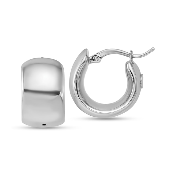 15.5mm Huggie Hoop Earrings in Hollow 14K White Gold