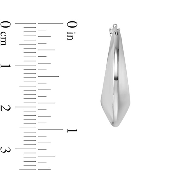 24.6mm Graduated Knife Edge Hoop Earrings in Hollow 14K White Gold