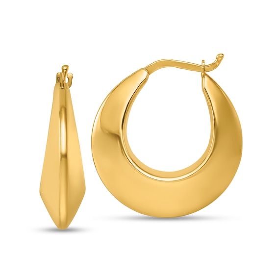 24.6mm Graduated Knife Edge Hoop Earrings in Hollow 14K Gold
