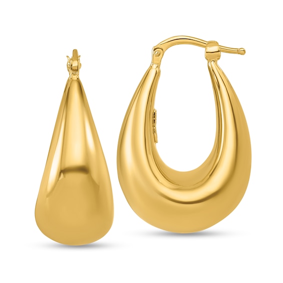 27.9mm Graduated Oval Hoop Earrings in Hollow 14K Gold