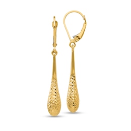 Diamond-Cut Teardrop Earrings in Hollow 14K Gold