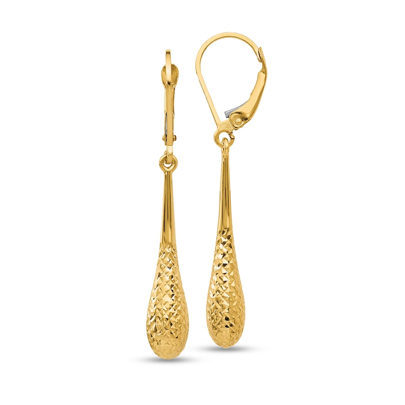 Main Image 1 of Diamond-Cut Teardrop Earrings in Hollow 14K Gold