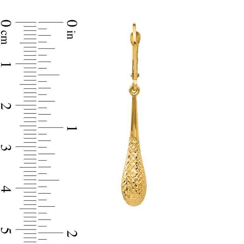 Main Image 2 of Diamond-Cut Teardrop Earrings in Hollow 14K Gold