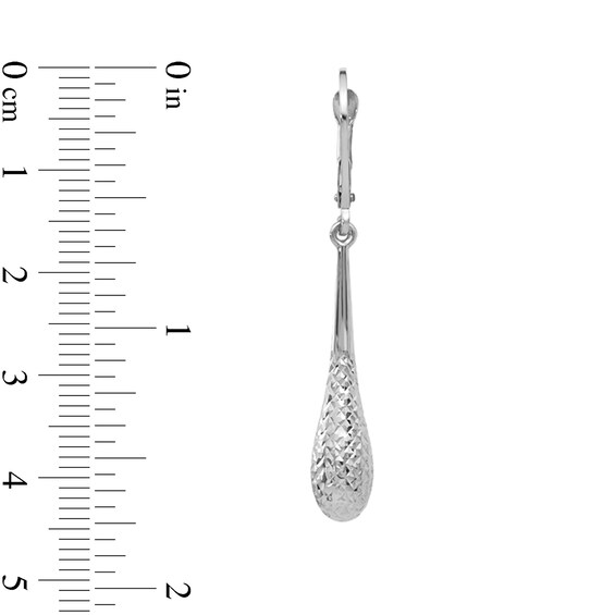 Diamond-Cut Teardrop Earrings in Hollow 14K White Gold