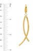 Thumbnail Image 2 of Textured and Polished Crossover Tube Drop Earrings in Hollow 14K Gold