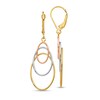 Thumbnail Image 1 of Graduated Triple Oval Dangle Drop Earrings in Hollow 14K Tri-Tone Gold