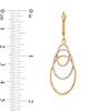 Thumbnail Image 2 of Graduated Triple Oval Dangle Drop Earrings in Hollow 14K Tri-Tone Gold