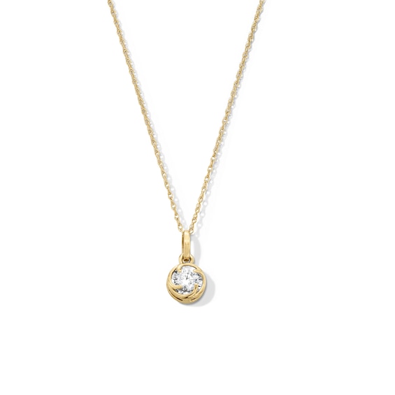 1/4 CT. Diamond Solitaire Swirl Frame Pendant in 10K Gold