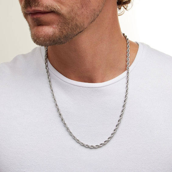 5.0mm Rope Chain Necklace in Solid Stainless Steel - 24"