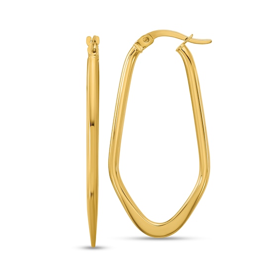 36.95mm Abstract Oval Hoop Earrings in Hollow 14K Gold