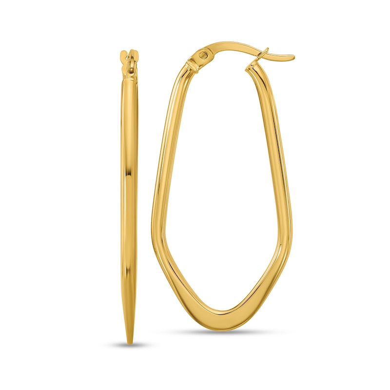 Main Image 1 of 36.95mm Abstract Oval Hoop Earrings in Hollow 14K Gold