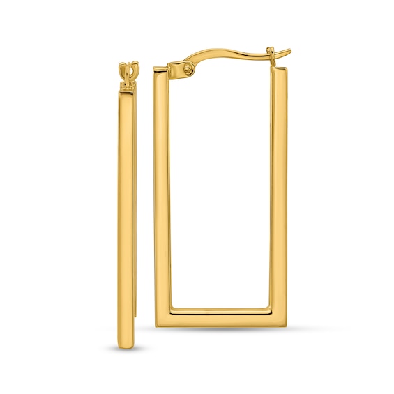 32.2mm Rectangle Hoop Earrings in Hollow 14K Gold