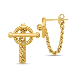 Toggle Chain Front/Back Earrings in Solid 14K Gold