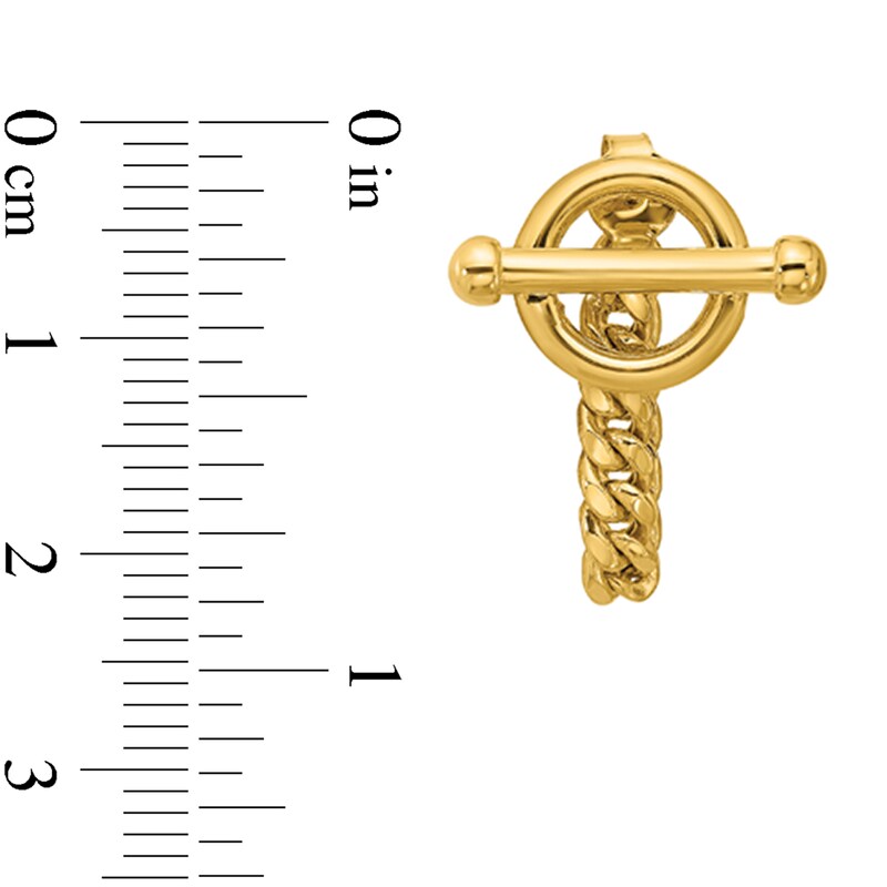 Main Image 2 of Toggle Chain Front/Back Earrings in Solid 14K Gold