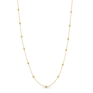 Bead Station Necklace in Solid 10K Gold