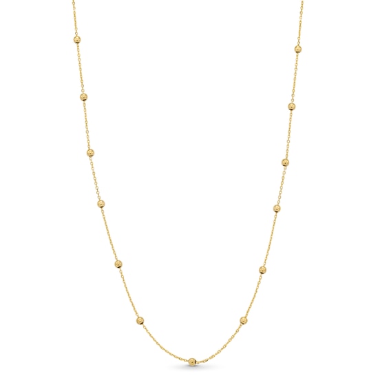 Bead Station Necklace in Solid 10K Gold