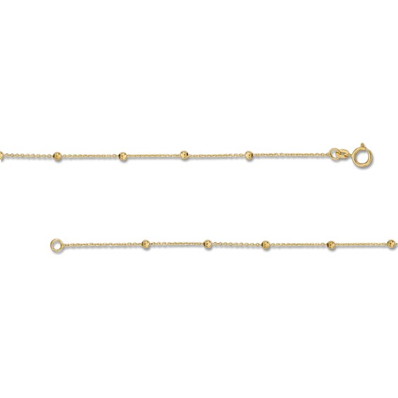 Bead Station Necklace in Solid 10K Gold