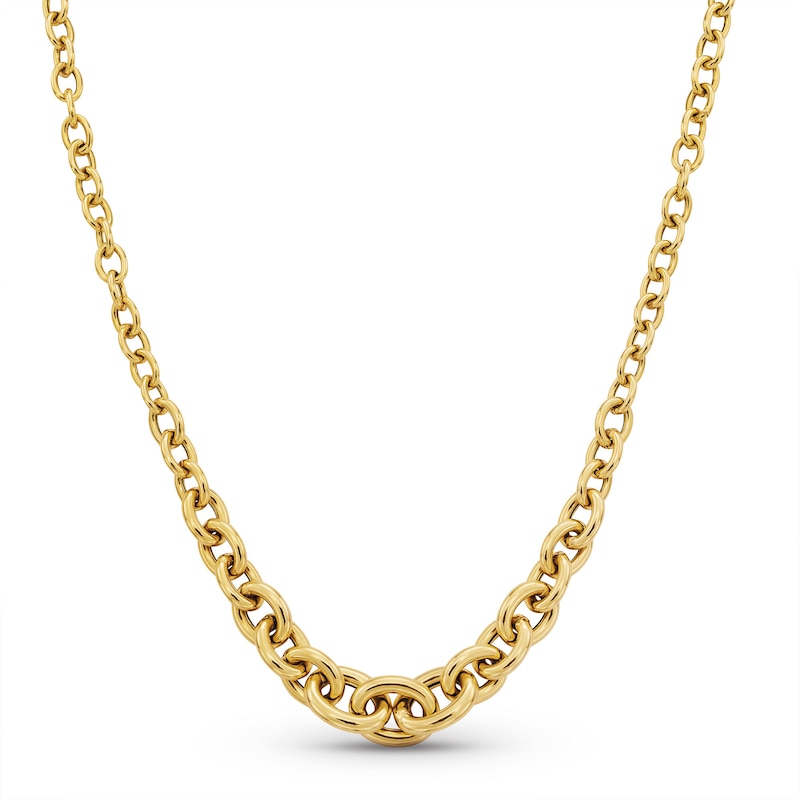 Main Image 1 of Graduated Curb Chain Necklace in Hollow 10K Gold - 18"