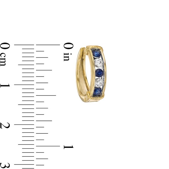 Blue Sapphire and 1/5 CT. T.w. Diamond Five Stone Collar Hoop Earrings in 10K Gold