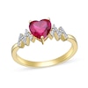 Thumbnail Image 1 of 7.0mm Heart-Shaped Lab-Created Ruby and White Lab-Created Sapphire Zig-Zag Ring in Sterling Silver with 18K Gold Plate