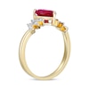 Thumbnail Image 3 of 7.0mm Heart-Shaped Lab-Created Ruby and White Lab-Created Sapphire Zig-Zag Ring in Sterling Silver with 18K Gold Plate