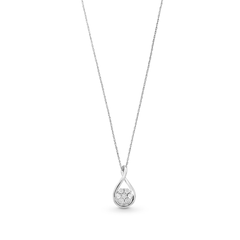 Main Image 1 of Diamond Accent Miracle Cluster Twist Teardrop Pendant in Sterling Silver